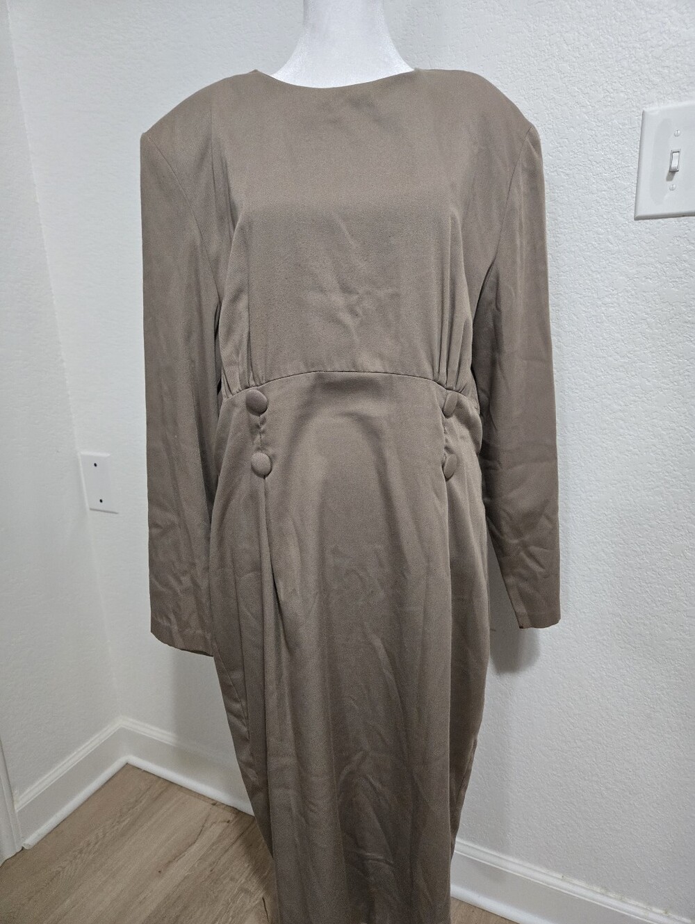 Vintage Hearts Taupe Button-Up Dress